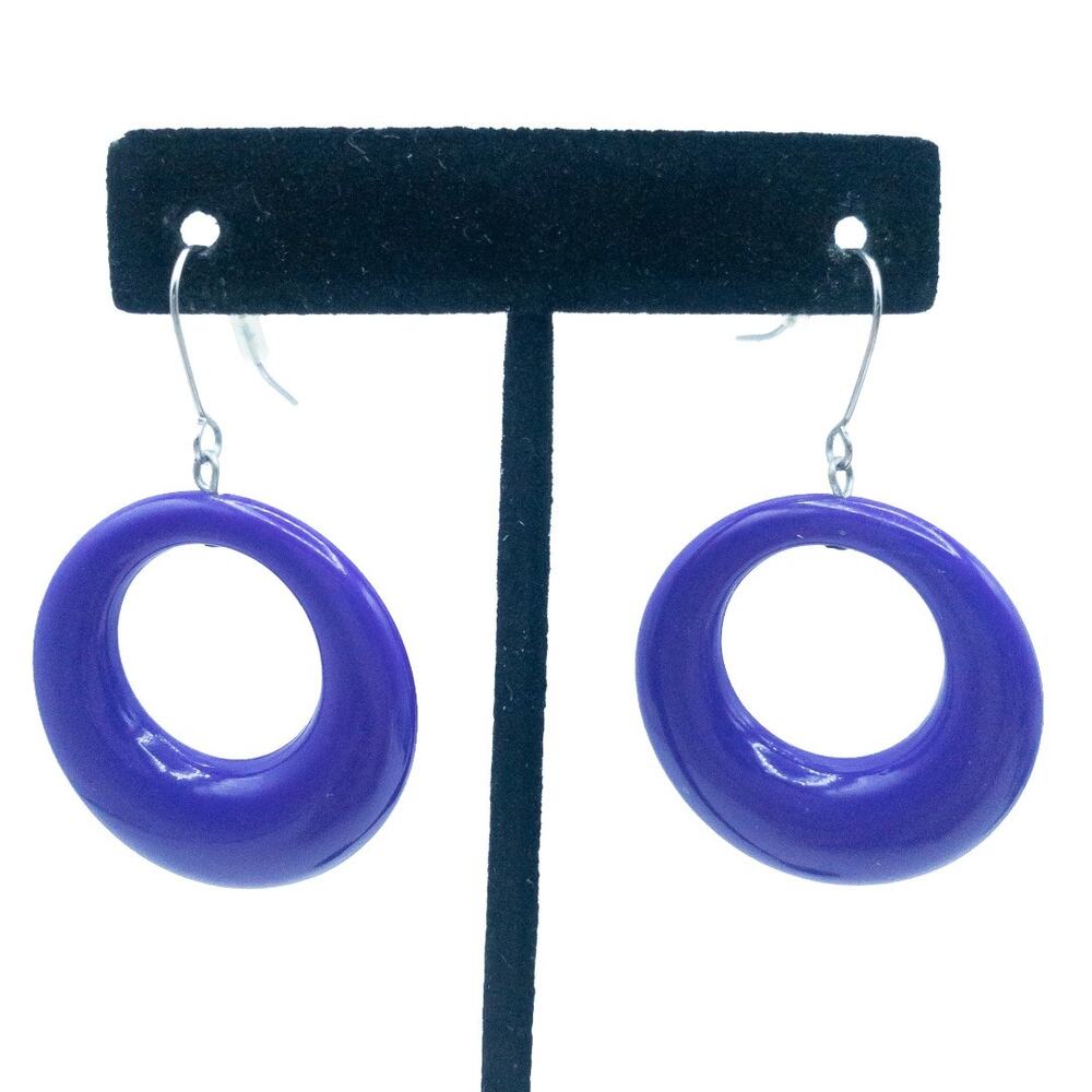 Vintage Purple Chunky Hoop Statement Earrings